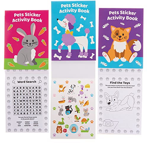 Baker Ross FX698 Haustiere-Sticker-Aktivitätsbücher - 8er-Packung, Sticker-Bücher-Partytütenfüller für Kinder