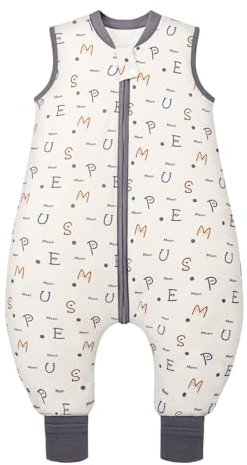 MIKAFEN Baby Schlafsack Winter mit Füßen 2.5 Tog 100% Baumwolle Kinder winterschlafsack für Jungen und Mädchen 70cm/Höhe75-85cm,Alphabet