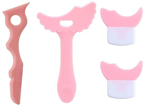 Lot de 4 pochoirs en silicone réutilisables pour eye-liner - Aide multifonction - Pour débutants - Pour femmes et filles - Applicateurs de mascara