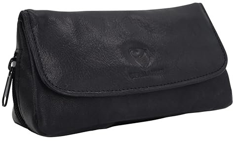 GERMANUS Pfeifentasche Lorenz, aus Leder, für 2 Pfeifen in Schwarz - Pfeifenbeutel