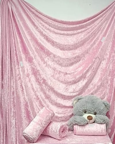 Crushed Velvet Stretch Material | Soft Furnishing, Craft Velour & Dressmaking Fabric | Same Day Dispatch | Sold By The Metre | By Tia Knight Q156 (Baby Pink)