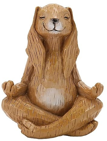 Mokylor Meditierende Kaninchen-Skulptur, Langohrige Kaninchen-Gartenstatue mit Gekreuzten Beinen, Hasen-Yoga-Meditationsskulptur, Dekoration für Regale Im Freien, Garten, Hof, Wohnzimmer, Büro
