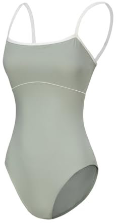 ModLatBal Damen Camisole Gymnastikanzug mit verstellbaren Trägern für Ballett Tanztrikot, Grün/weiße Linie, XL