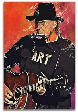 Zweig Poster, Motiv: Musiker Neil Young, dekoratives Gemälde, Leinwand, Wandposter und Kunstdruck, moderne Familienschlafzimmer-Dekoration, Poster, 30 x 45 cm