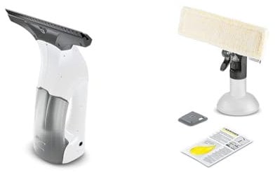 Kärcher WV 1 Window Vac, Battery Running Time: 20 min, LED Display for Battery Status, Dirty Water Tank: 100 ml, Weight: 0.5 kg & 2.633-129.0 Window Vac Premium Spray Bottle Kit, Grey