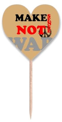 Zahnstocher mit Aufschrift Make Sense Not War Love Peace World, Herz-Etikett, Cupcake-Picks