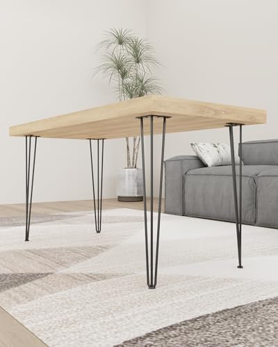 Table Legs 28 Inch, Hairpin Legs 28 Inch, Desk Legs for Furniture with Rubber Floor Protectors, Industrial Style for Coffee Table, Side Table, Dining Table, Bench, 4PCS Black