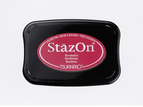 Tsukineko Tinta STAZON para vidrio y plástico color Rojo burdeos 95x65mm. Almohadilla