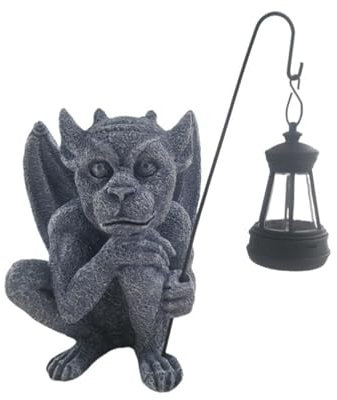 Holdes Outdoor Gargoyle Statue Solar Gargoyle Statues - Gothic Sculpture Garden Statues Collectible Resin Figurines Solar Powered Outdoor Statues for Garden Patio Yard Lawn
