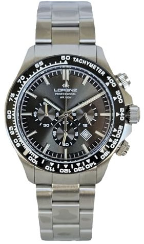Lorenz Chrono 26175HH Cronografo da uomo al quarzo in acciaio inox sub 100 metri