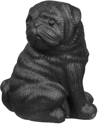 Nupuyai Obsidian Stein Mops Figur Edelstein Welpe Haustier Deko | Hund Figur, Welpe Edelstein Deko, Kleine Mops Deko für Zuhause Büro Auto, Geschenk für Hundeliebhaber