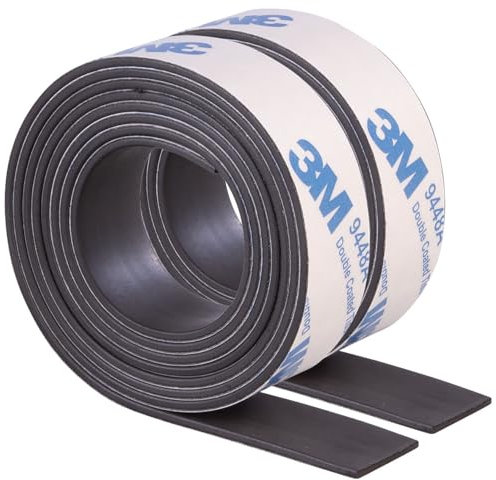 AGT Metallband: Selbstklebendes A+B Magnetband, 3M, zuschneidbar, 1 m + 1 m, 15 mm (Magnetband selbstklebend stark, Magnetstreifen selbstklebend)