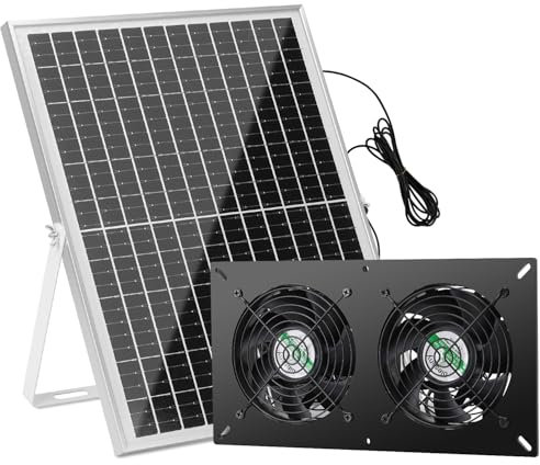 blessny 25 W Solar-Lüfter-Set für Gewächshäuser im Freien, solarbetriebener Entlüftungsventilator für Hühnerstall, Luftzirkulation im Schuppen, 4,5 m langes Kabel mit IP65-Wetterfestigkeit