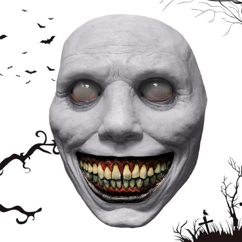 Creepy Masque - Smiling Demon Latex Realistic Scary Masque, Scary Masque for Adults Realistic | Scary Masque, Horrible Masque for Halloween Costume Party Props Creepy Decoration