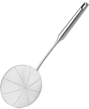 Spider Strainer, Stainless Steel Slotted Spoon Pasta Sieves Food Strainer, Strainer Ladle with Long Handle, Skimmer Ladle for Pasta, Kitchen Cooking and Roasting Food for Cooking in the Kitchen
