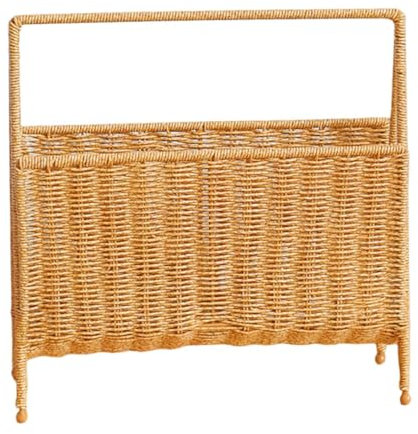 Beimus Porte-revues en rotin tissé à la main, pratique marron clair, support de rangement robuste en rotin artificiel