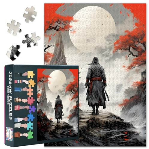 Warrior Puzzle 1000 Teile - Jigsaw Puzzles 1000 Teile für Erwachsene, 27.5x19.7 Inch Japanische Kunst Schwieriges und herausforderndes Puzzle Spiel für Wohnzimmer Wanddekoration