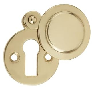 Kooples Hardware 32mm Round Covered Escutcheon – Solid Brass Keyhole Cover with Swivel Lid for Mortise Locks (Polished Brass)