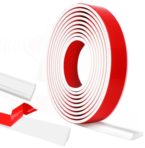 Zierleisten Selbstklebend, 6 m x 22 mm Weiß Leisten Selbstklebend Wand Deko Wandleistenleiste Mit Maßband, Abziehen und aufkleben für piegelrahmen Schranktür Home Decoration