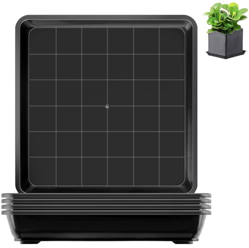 sturiz 5 Piezas Plato Maceta Cuadrado 22x22cm Plastico Negro Platos para Macetas Platos Macetas para Plantas de Interior Y Exterior
