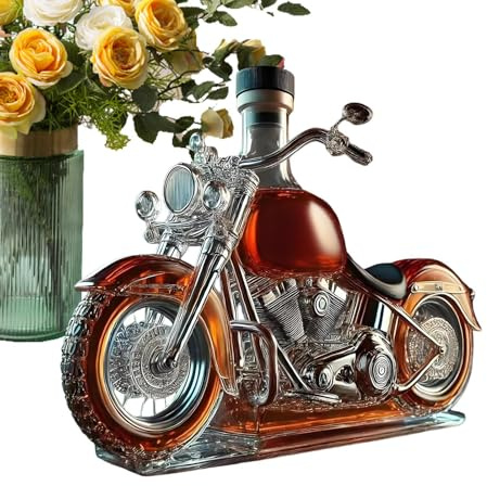 Motorbike Whiskey Decanter, Glass Motorcycle Whiskey Wine Bottle, Vintage Liquor Aerator, Funny Drink Bottles Liquor, Motorcycle Shape Glass Wine Aerator Decanter, for Motorcycles Lovers