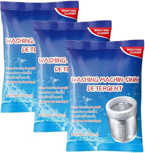 Powerful Stain Remover Washer Tank Cleaner, Powder Washing Machine Cleaner, Heavy Duty Stubborn StainCleaner, Household Descaler For Drum, Tub & All Internal Parts (3, one size)