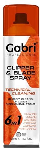 Gabri Clipper Spray 500ml 6-in-1, Disinfectant Spray, Clipper Oil, Disinfectant, Lubricates, Anti-rust Formula for Hair Clipper, Trimmer, Barber Use, Cools, Disinfects, Protect