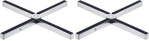 WMF MisterX Topfuntersetzer Edelstahl klappbar 19 x 19 cm, Topf Untersetzer-Set Cromargan Edelstahl mattiert, Silikonauflage, Untersetzer Topf platzsparend (Packung mit 2)
