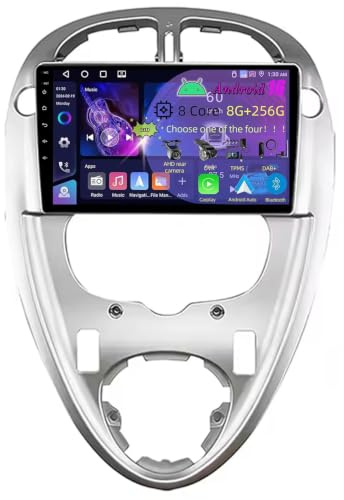 9 Pulgadas Doble DIN Android 16 Radio de Coche para Citroen Xsara Picasso 1999-2010 con CarPlay Cámara de Respaldo Controles del Volante Bluetooth GPS Navi Enlace al Espejo(Silver,C2 3+32G)