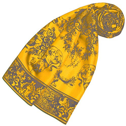 Lorenzo Cana Luxus Damen Seidentuch aufwändig bedruckt Tuch 100% Seide 90 cm x 90 cm harmonische Farben gelb grau Damentuch Frauentuch Schaltuch 89174