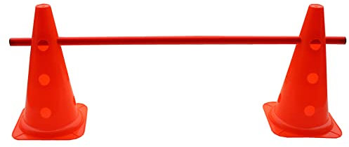 Lisaro Steckhürdenset, 2 x 20cm Hütchen + 1 Stange 100cm, Steckhürdenset | Fussball Trainingszubehör | Agility Set Hunde | Pferde Zubehör | Pylonen und Stangen für Koordinationstraining