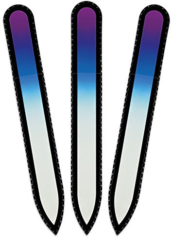 Mont Bleu Lima de uñas de cristal de color en estuche de terciopelo negro, vidrio templado checo auténtico, Garantía de por vida | Fabricado a mano en la República Checa