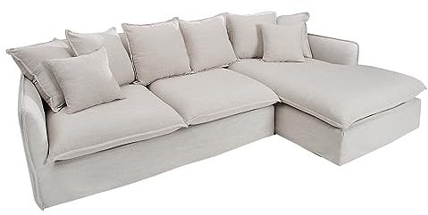 Invicta Interior Großes Ecksofa Heaven 255cm Leinenstoff in Natur Leinen Couch Eckcouch Sofa Landhaus