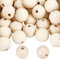 PandaHall 50 Stück Natürliche Holzperlen 30mm Durchmesser 7mm großes Loch unbehandelte Holzkugelperlen Holzhandwerksperlen für DIY Quaste Makramee Weihnachtsgirlande Baum Projekt Geldbörse Riemen