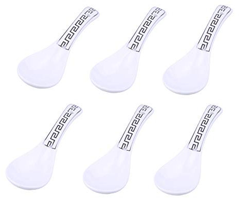 Syndecho - 6 cucharas soperas verdes de cerámica china para regalo de boda 4,2 x 14 cm