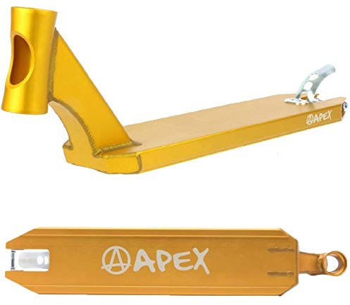 Apex Pro Stunt-Scooter Deck I 46cm-55,9cm Länge I Profi I Fortgeschritten I Trick I Tret I Freestyle I Rolle I Trittbrett I Hochwertig I Park und Street (Gold, 580 (49cm))