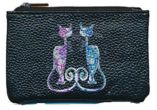 Syl'la Couple de Chat Porte Monnaie et cles Noir pour Femme Personnalise avec prenom