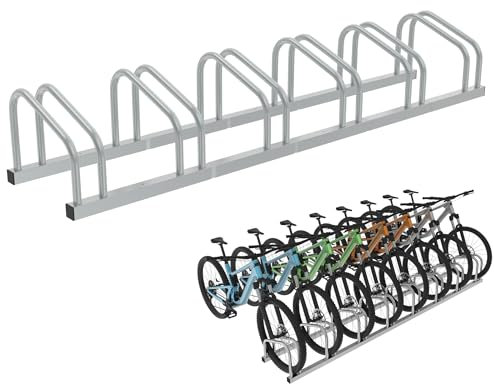 HENGMEI Fahrradständer Für 6 Fahrräder Stahl Mehrfachständer Radabstand für 30-65mm Reifenbreite Bügelparker Fahrradparker Boden Wand Montage Fahrradhalter, Silber