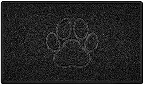 Nicoman Paw Embossed Shape Indoor Outdoor Dirt-Trapper Door Mat Washable Barrier Heavy Duty Doormat - (Watertight Rubber-Back, Medium, Black, 75 x 44cm)