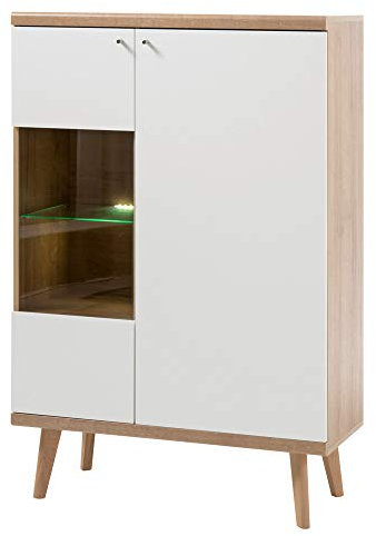 Lomadox Vitrine im Retro - Design inkl. LED-Beleuchtung Breite ca.: 90 cm