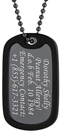 Custom4U Collier Homme Dog Tag Plaques Militaires Prénom Personnalisable Homme Noir Pendentif Military Dog Tag Acier Inoxydable Cadeau Militaire Hommes Garçons