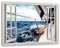 Pixxprint Die weißen Segel der Yacht, Fenster, Größe: 120x80cm, Leinwandbild, fertig gespannt, Wandbild, Dekoration, Kunstdruck, kein Poster