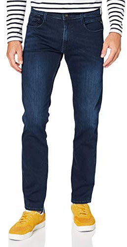 Replay Men's M914 Anbass Power Stretch Jeans, 0073 Dark Blue, 32W / 36L