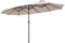 COSTWAY Parasol de Jardin Extérieur 470 x 280 cm Grande Taille XXL, Parasol Plage à 12 Côtes Manivelle Cadre Métal Toile Polyester, Parasol Double Jumeau pour Terrasse, Jardin, Piscine (Beige)