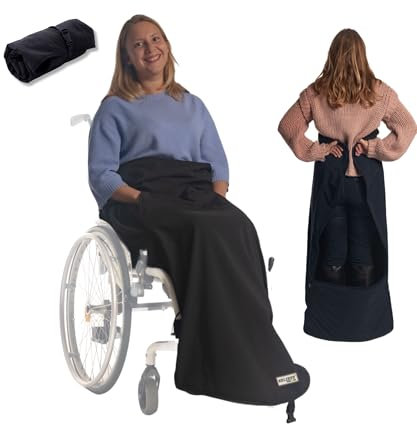 BELIEFF Rollstuhl Fleecedecke für Outdoor - Größe 140x90x35 cm schützt vor Regen, Kälte und Wind, Taschen für die Hände 100% Polyester und komplett mit Fleece Gefüttert (mit vollem Fußschutz)
