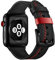 Lederarmband für Apple Watch Ultra 10 9 8 7 6 5 4 3 2 1 SE für Apple Watch Leder Armband 49mm 46mm 45mm 44mm, Schwarz, Echtleder, Racing GP Sport, Uhrenarmband mit roter Naht