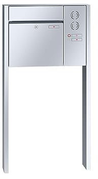 RENZ/Plan/Freistehende Briefkastenanlage Standbriefkasten / V4A-Edelstahl/Volumen 28 L/zum Einbetonieren/Sprechsieb rechts/Dein-Briefkasten.de