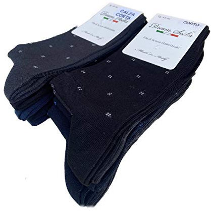 DREAM SOCKS 6 paia calze corte da uomo a metà polpaccio in cotone filo di scozia elasticizzate,calzini molto leggeri made in italy rimagliate a mano (43-46, 6 X Set. CADRES)