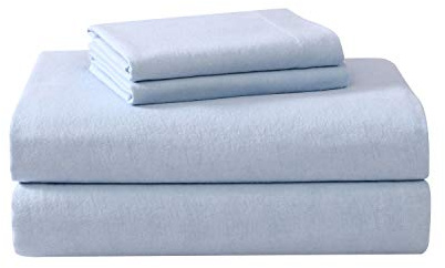 Laura Ashley - Twin Sheet Set, Cotton Flannel Bedding, Brushed for Extra Softness & Comfort (Serene Blue, Twin)