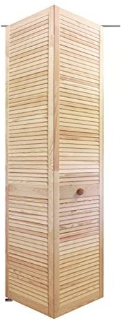 Onlywood Ante per armadio a muro persiana da Interni 71 x 205 cm - Kit porta a libro in Legno Grezzo compreso di binario - Ante armadio a muro fai da te montaggio facile